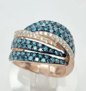 14k Rose Gold 1.40ctw Unique Pave Diamond Cluster Crossover Band Ring 6.5''