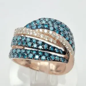 14k Rose Gold 1.40ctw Unique Pave Diamond Cluster Crossover Band Ring 6.5''