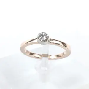 14k Rose Gold Diamond Square Shank Stackable Solitaire Band Ring 4.75''