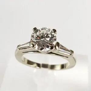 14k White Gold 1.72ctw 1.42ct Center GIA D/VVS1 Diamond Engagement Ring