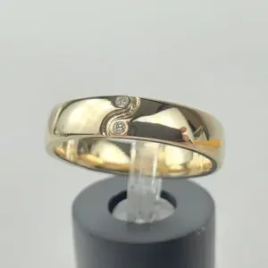 14k Yellow Gold Diamond 5mm Mens Yin-Yang Wedding Style Band Ring 10''