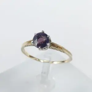 14k Yellow Gold Vintage Purple Garnet Doublet Solitaire Engagement Style Ring