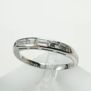 900 Platinum .35ctw Baguette Natural Diamond Wedding Band Style Ring 5.75''