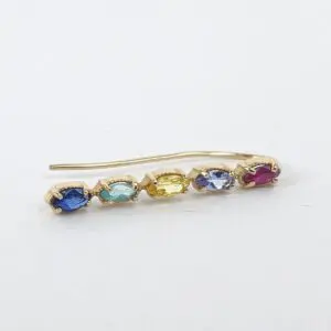 Eden Presely 14k Yellow Gold Multi-Gemstone Ladder Bar Hook Single Earring