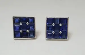 Platinum 1.50ctw Natural Unheated Untreated Blue Sapphire Earrings