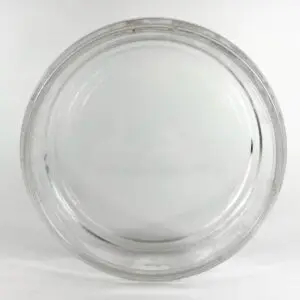 Round clear glass microwave turntable plate.