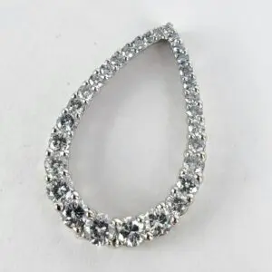 14k White Gold 1.25ctw G/H SI Diamond Teardrop Slider Pendant 1''