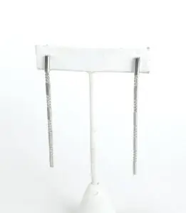 14k White Gold Bead Bar Chandelier Drop Dangle Dangling Stud Earrings 2 5/8''