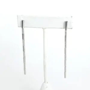 14k White Gold Bead Bar Chandelier Drop Dangle Dangling Stud Earrings 2 5/8''