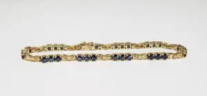 14k Yellow Gold 1.60ctw Natural Blue Sapphire Diamond Bow Bracelet 7 1/2''