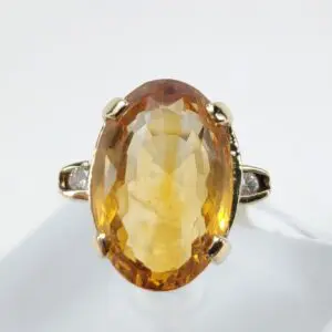 14k Yellow Gold 7.60ctw Natural Citrine Diamond Solitaire Cocktail Ring 5.75'...