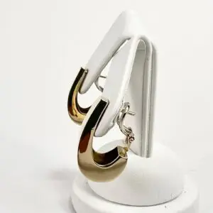 Gold and silver hoop earrings display.