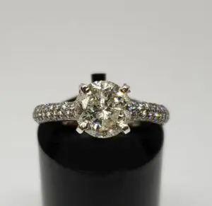 18k White Gold GIA Certified 1.56c J/I2 Diamond Engagement 2.84ctw Wedding Ring