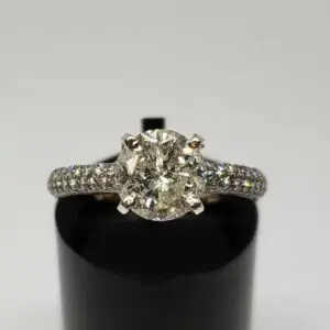 18k White Gold GIA Certified 1.56c J/I2 Diamond Engagement 2.84ctw Wedding Ring