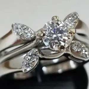 Art Deco Orange Blossom 18k 14k White Gold .5ct Diamond Wedding Engagement Rings