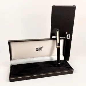 Montblanc pen in an open presentation box.