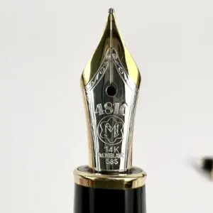 Gold and silver fountain pen nib.