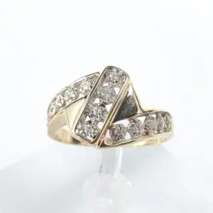 10k Multi-Tone Gold Natural Round Diamond Bypass Style Band Ring 7.25''