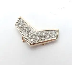 14k Multi-Tone Gold Pave Diamond Chevron Pattern Slider Enhancer Pendant