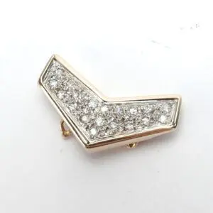 14k Multi-Tone Gold Pave Diamond Chevron Pattern Slider Enhancer Pendant