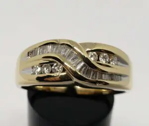 14k Two Tone Yellow & White Gold .45ctw Love Heart Cherish Diamond Mens Ring