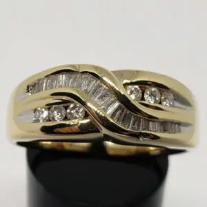 14k Two Tone Yellow & White Gold .45ctw Love Heart Cherish Diamond Mens Ring