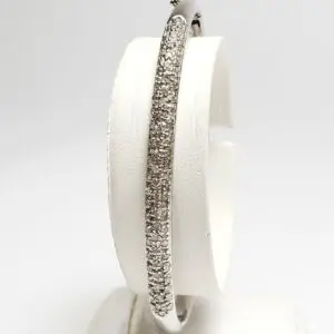 14k White Gold 1.14ctw G/H VS/SI Pave Diamond Hinged Bangle Cuff Bracelet