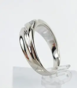 Silver ring with a sleek design.