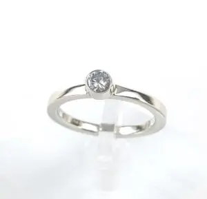 14k White Gold Diamond Stackable Square Shank Solitaire Band Ring 4.75''