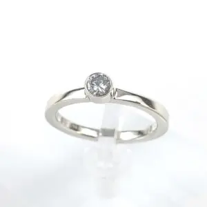 14k White Gold Diamond Stackable Square Shank Solitaire Band Ring 4.75''
