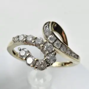 14k Yellow Gold .50ctw Natural Diamond Bypass Style Ring 7''