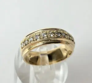 18k Yellow Gold 7mm .36ctw Mens Diamond Wedding Style Band Ring 9.25''