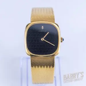 Corum 750 18k Yellow Gold Mens Watch Black Logo Motif Dial