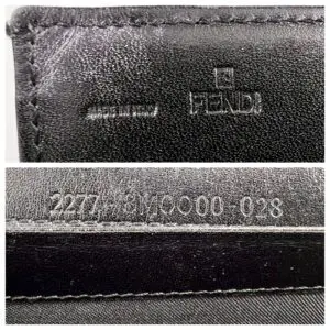 Close-up of Fendi leather tag and serial.