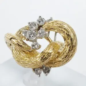 Kurt Wayne 18k Yellow Gold .53ctw Diamond Unique Love Knot Promise Ring 4.5''