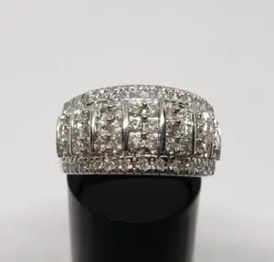 14k White Gold .68ctw D/E/F SI/I Round Brilliant Natural Diamond Cluster Ring