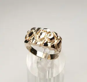 14k Yellow Gold 11mm Wide Nugget Mens Ladys Unisex Ring 8.5''