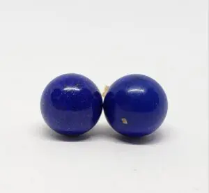 14k Yellow Gold Beautiful Deep Blue 10mm Natural Lapis Lazuli Stud Earrings
