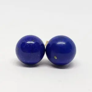 14k Yellow Gold Beautiful Deep Blue 10mm Natural Lapis Lazuli Stud Earrings