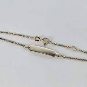 14k Yellow Gold Box Link ID Engravable Kids Small Bracelet 5 7/8 - 6 3/4''