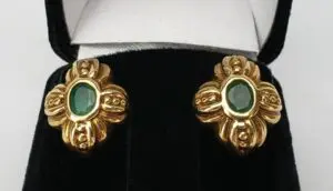 10k Yellow Gold 1.20ctw Emerald Cross Criss-Cross X Earrings