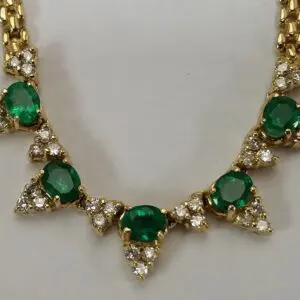 14k Yellow Gold 1.50ctw Emerald .75ctw Diamond Custom Necklace