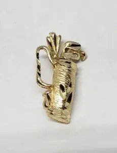 14k Yellow Gold Golf Bag with Clubs Sports Charm Pendant
