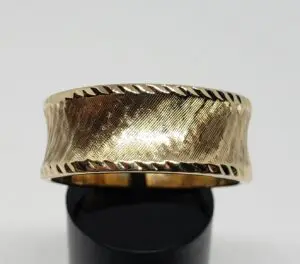 14k Yellow Gold Satin Brush Finished 10mm Men's Unisex Ring Wedding Band 12.75''