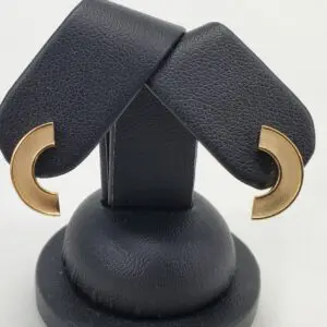 14k Yellow Gold Textured Half Split Circle Stud Earrings 5/8''