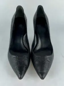Gucci Kristen Guccissima Black Leather Bamboo Heel Pumps