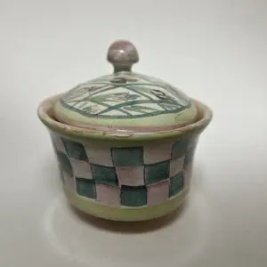 Decorative ceramic jar with lid.