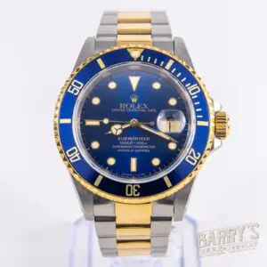 Rolex Two Tone Sub Submariner 16613 U Serial 1997 Blue Dial Watch