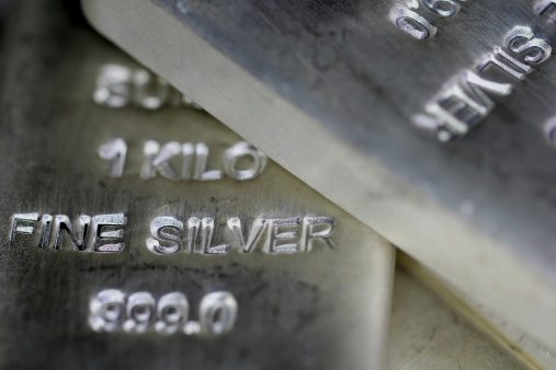 Close Up Of 1 Kilo 999.0 Silver Bars