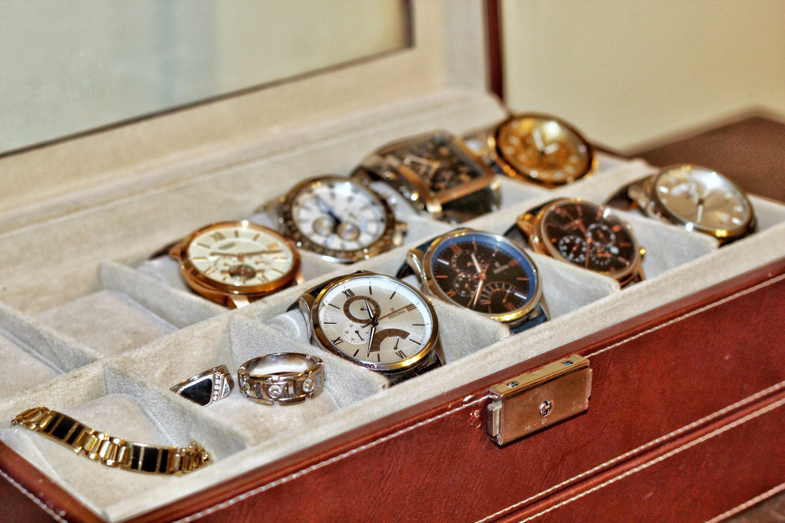 Watch Case Displaying Watch Collection